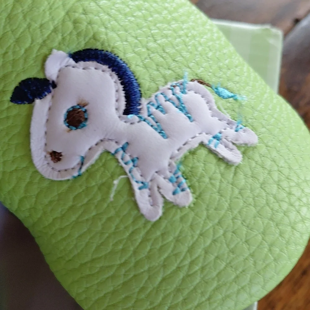 Danzy Green and Blue Baby Shoes with Zebra Motif
